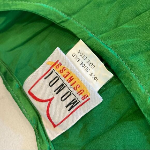 Vintage Kelly Green Long Sleeve Pleated Maxi Dress Party Gown Size 40 - Picture 7 of 8